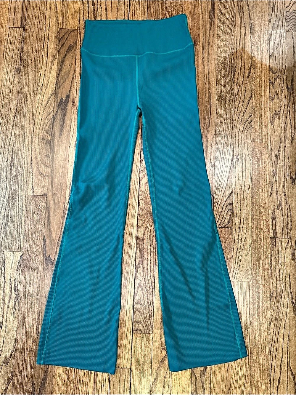 Carbon38 Ribbed Flare Pant Wide Leg Pants Green Large